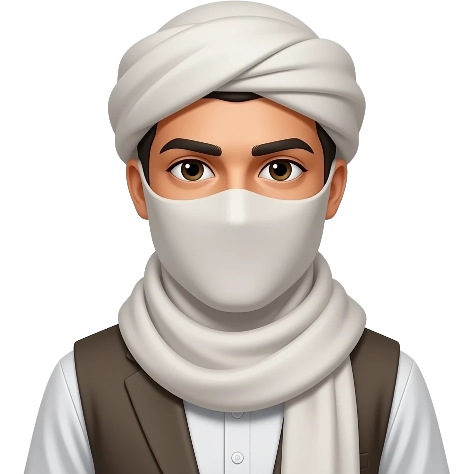 afghani man wearing face scarf just covering his face with face scarf emoji