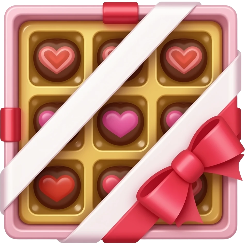 A valentine day square box chocolate open with chocolates inside emoji