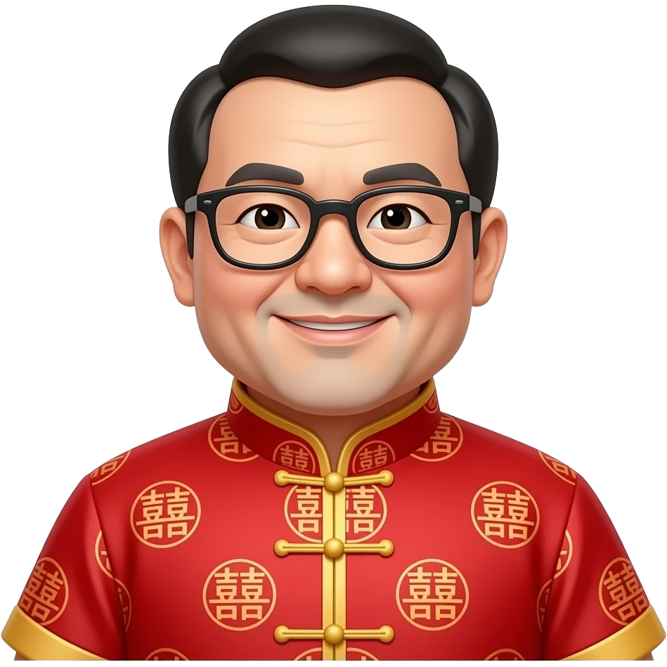chinese fat uncle with chinese red costume emoji