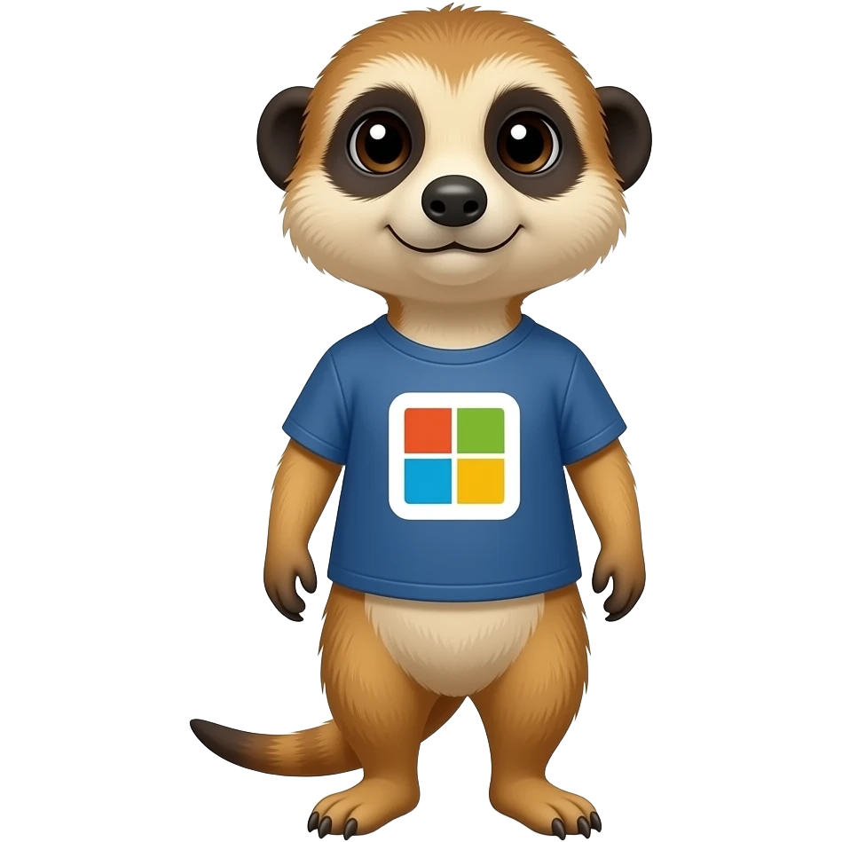 Create a meerkat wearing a "Microsoft Power BI" logo shirt emoji