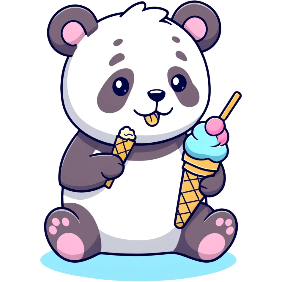 Panda eating ice cream emoji