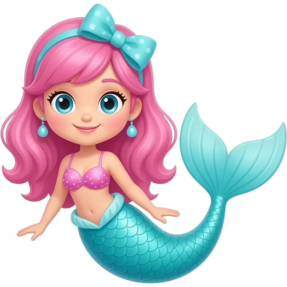 a pink mermaid with a bow on the head emoji