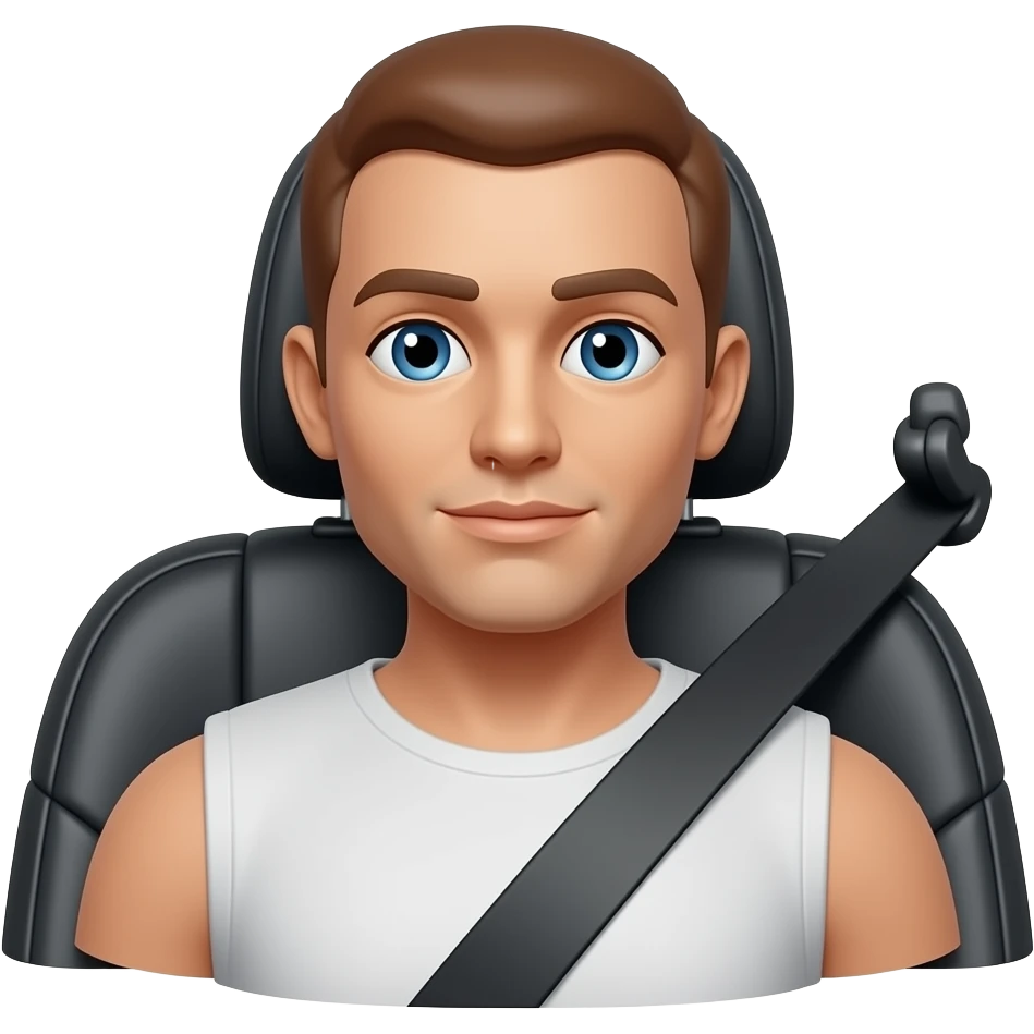 crash test dummy with dummy face in car seat emoji