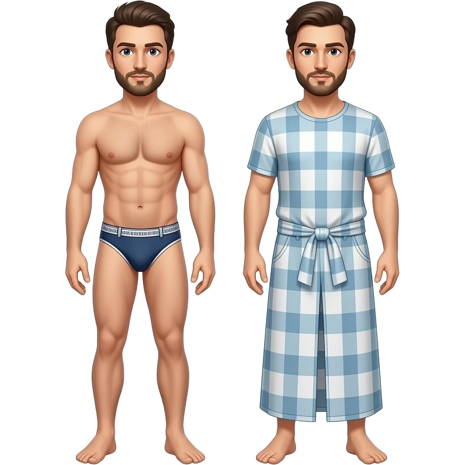 Man naked and man clothed full body emoji