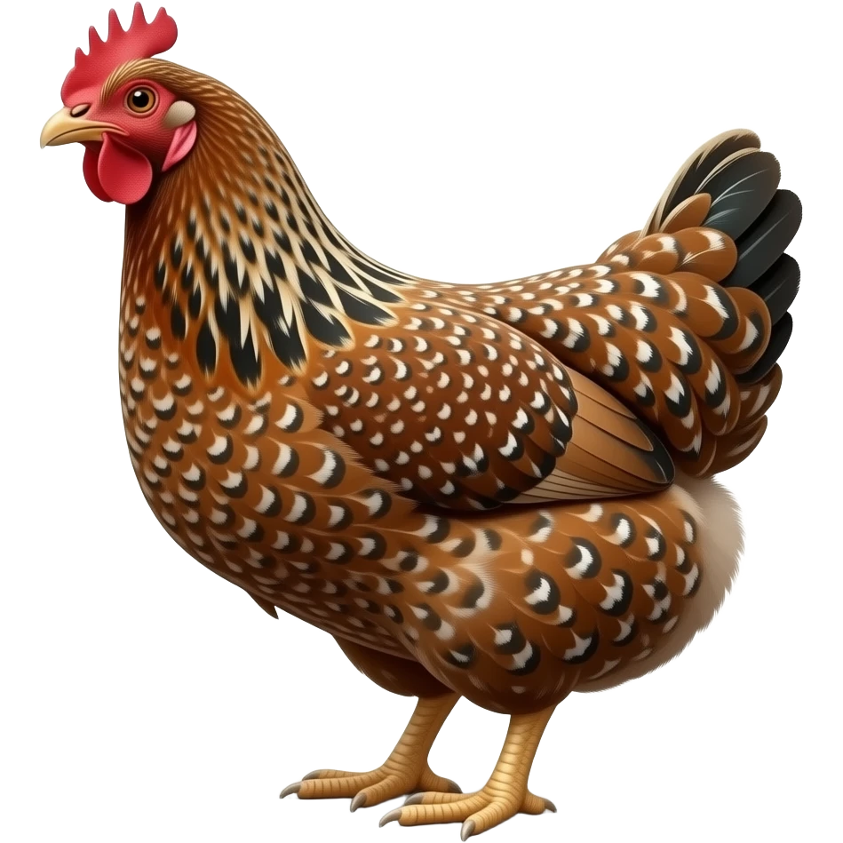 Dark Brown speckled Sussex chicken with whit and black spots emoji