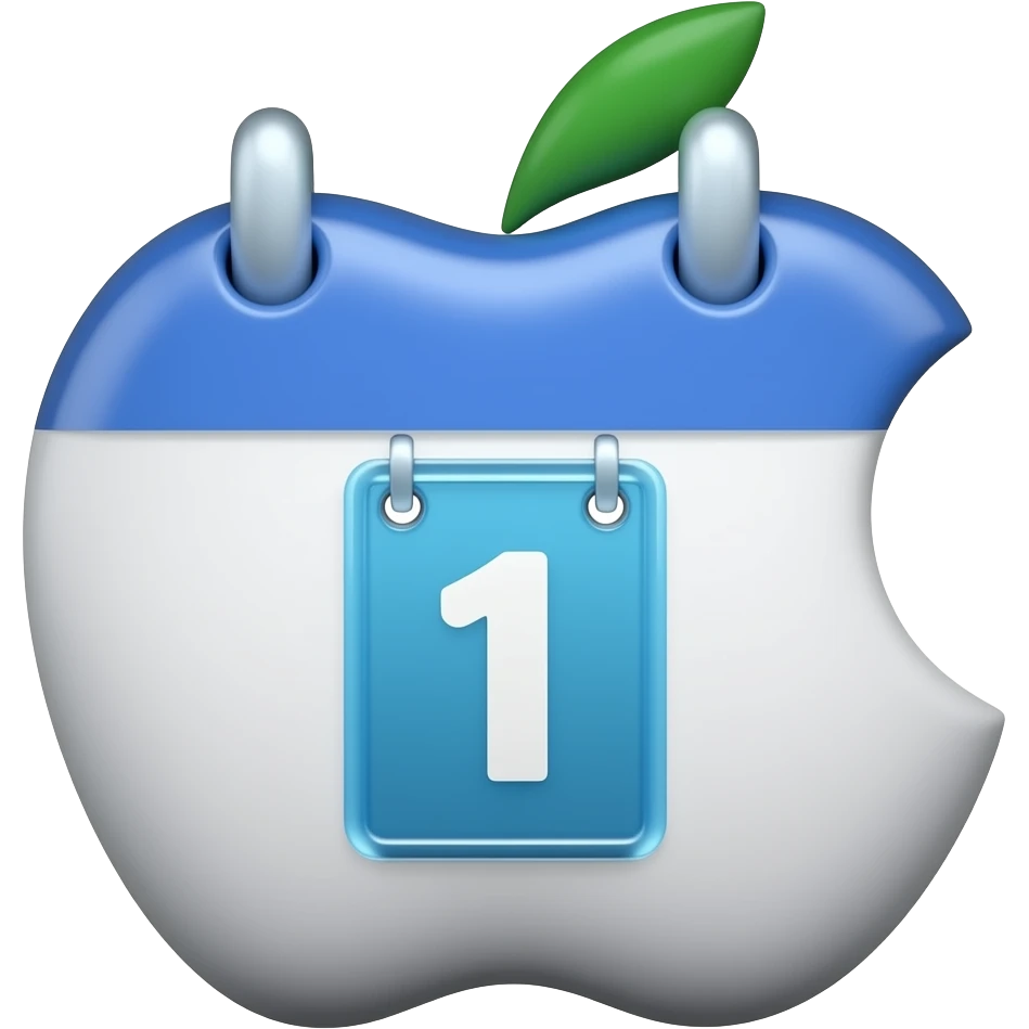 Create an Apple-style emoji icon that depicts a calendar in a three-dimensional perspective. The icon should highlight one day, with a clear, easy-to-read number. Use colors for the design: Deep blue, Sky blue, \Sky white, Coastal grey emoji