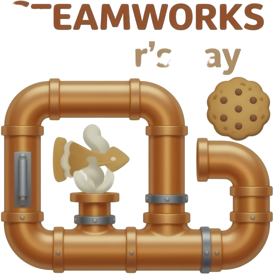 Poster "SteamWorks, celebrates Mothers Day"  "Freshly baked cookie scent in all stalls."  theme. emoji