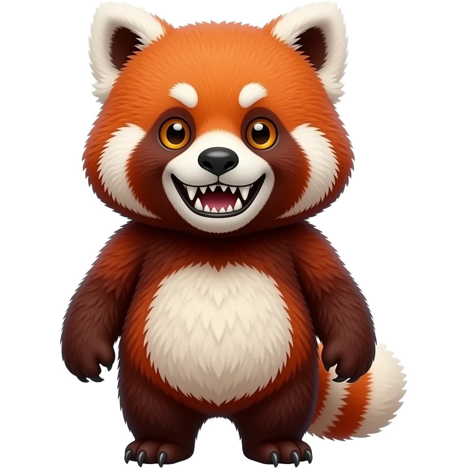Cute mutant gryphon-tanuki-red-panda-hybrid with sharp long saber teeth emoji
