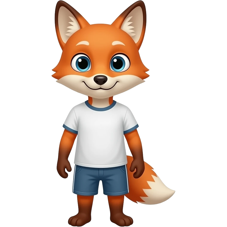 A humanoid fox wearing a tee shirt and shorts emoji
