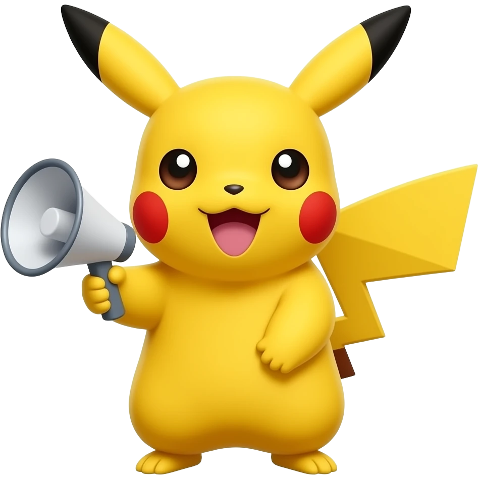 Pikachu making an announcement emoji