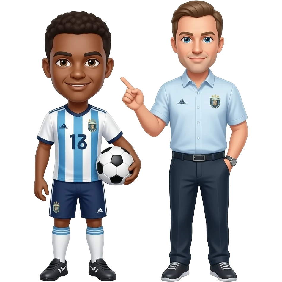 jugador de soccer con su entrenador de futbol emoji