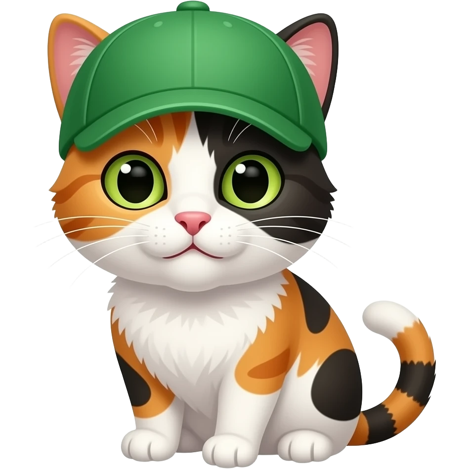Calico Cat wearing green cap, upper body emoji