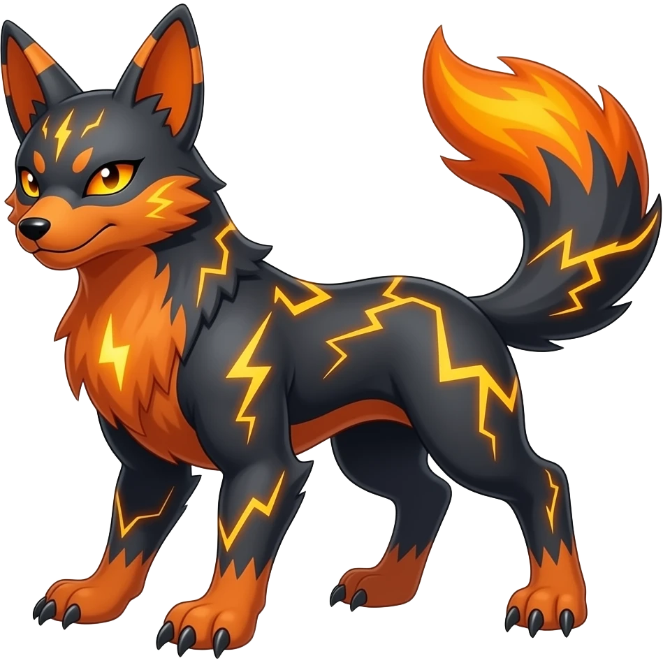 Houndour-Electrike-Litten-Zorua-Fakemon-hybrid, full body emoji