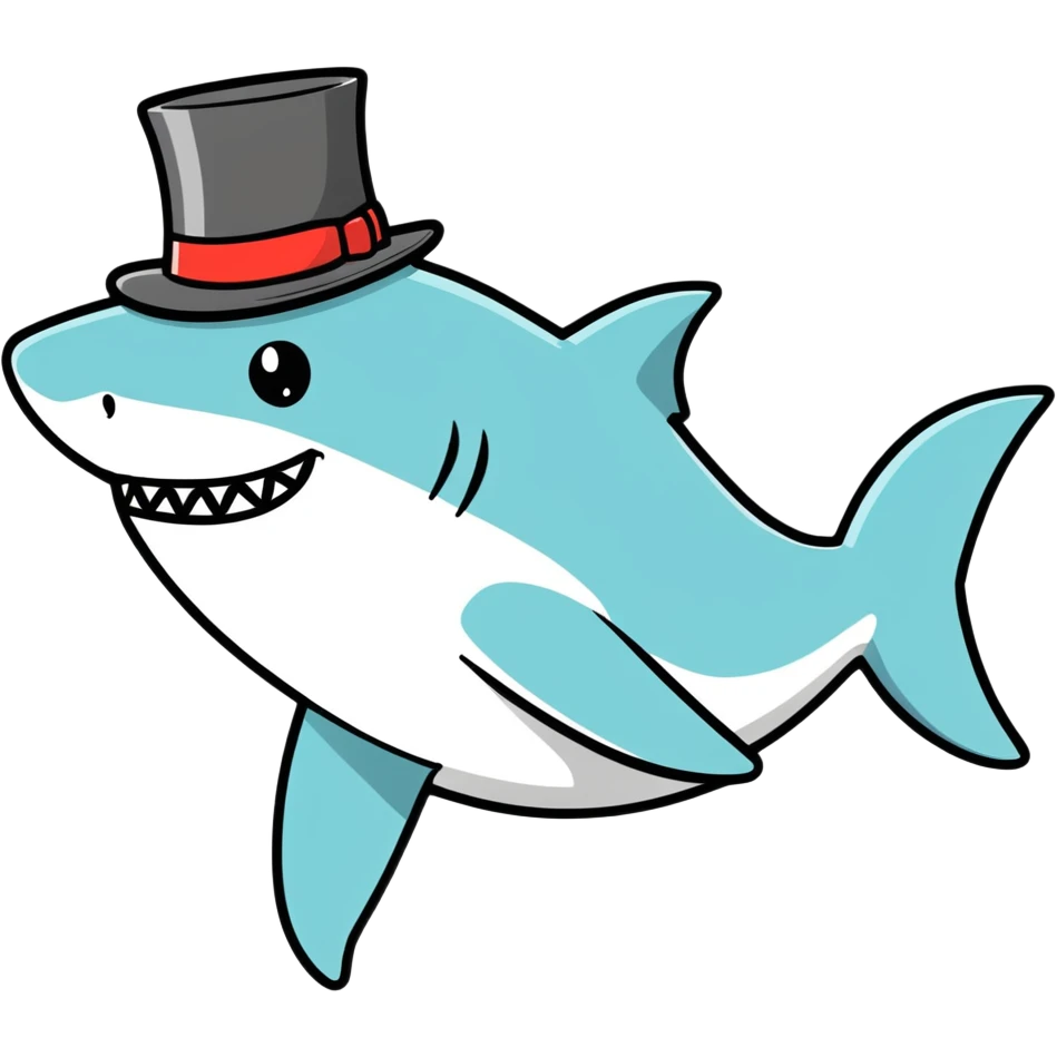 Shark with a top hat emoji