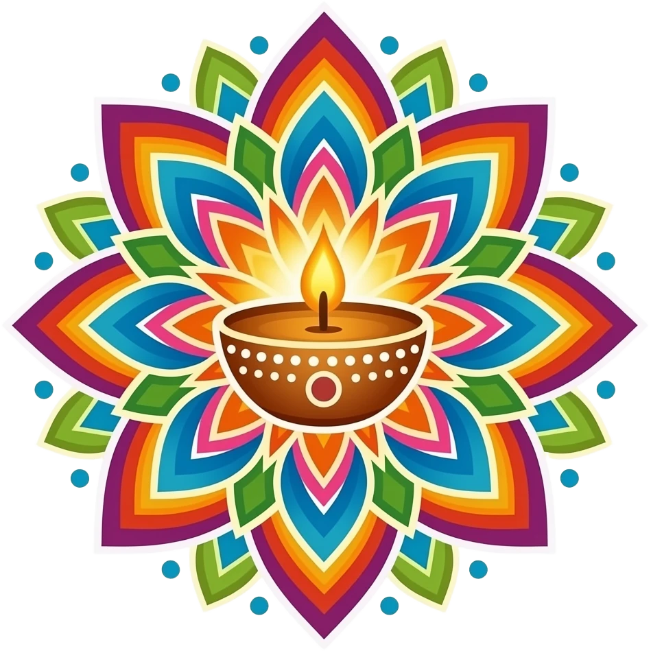 Indian traditional kolam diya design element emoji