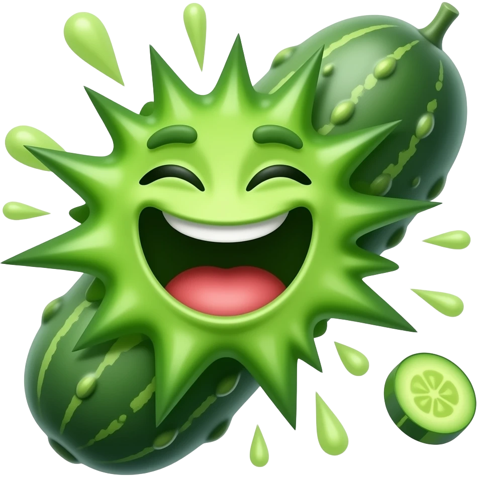 A cucumber exploding from laughter emoji