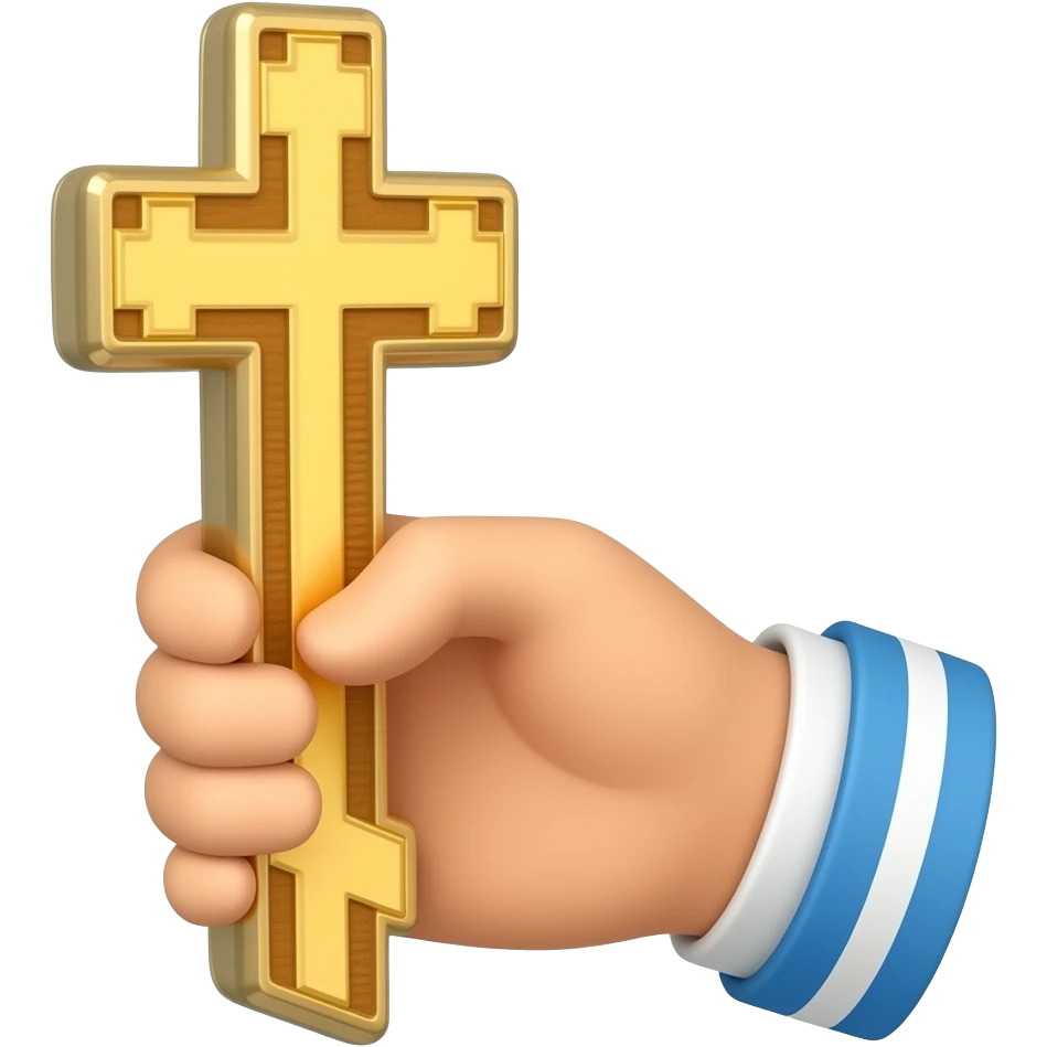 Hand holding Greek Orthodox cross emoji