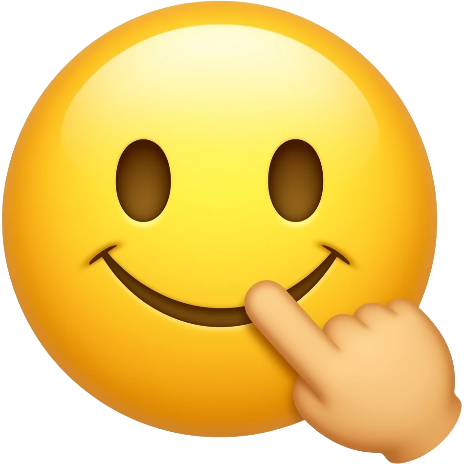 Yellow circle emoji biting its finger in a flirty way. Just the face emoji