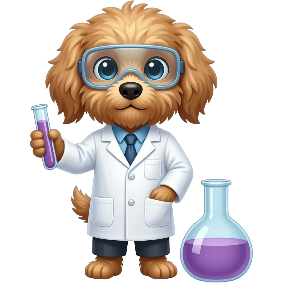 Hairy dog chemist emoji