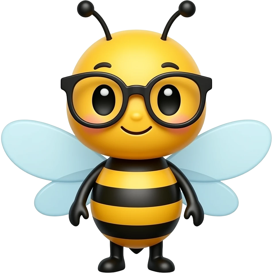 cute cartoon bee with glasses emoji