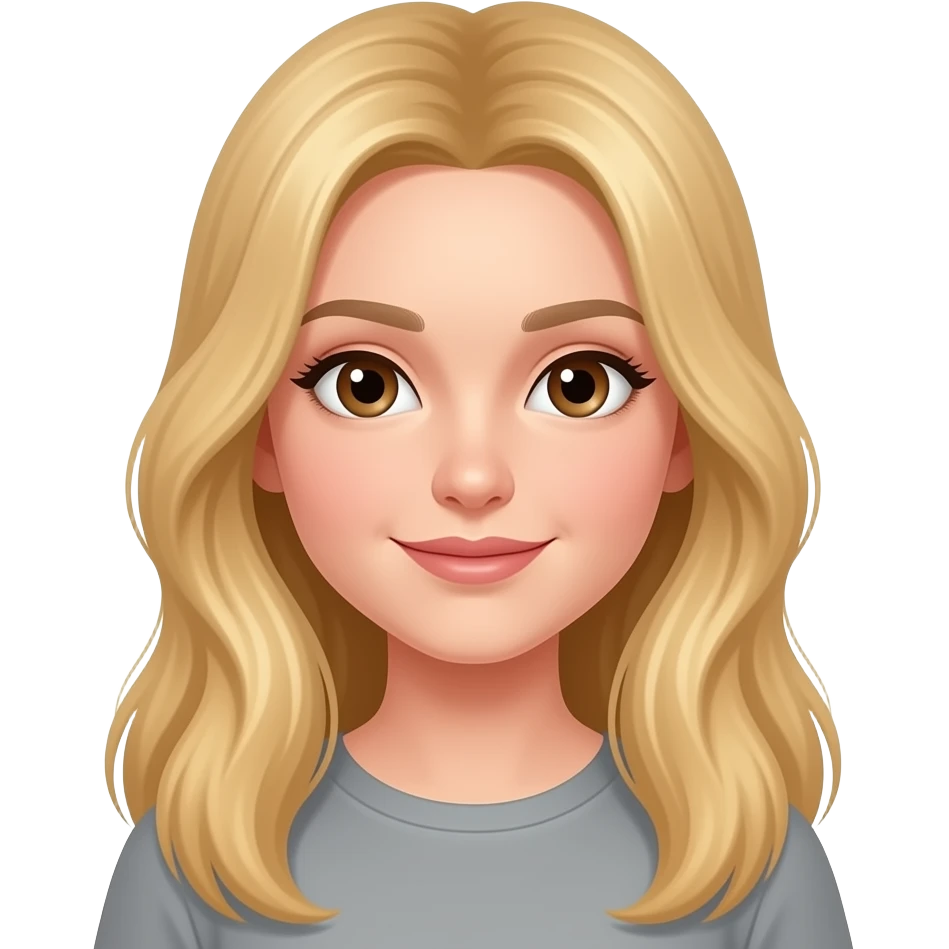 Girl with long blonde hair and brown eyes emoji | AI Emoji Generator