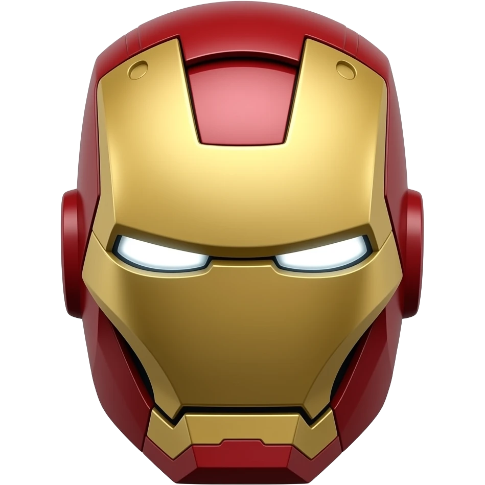 The emoji of iron man mask front eyes in white emoji