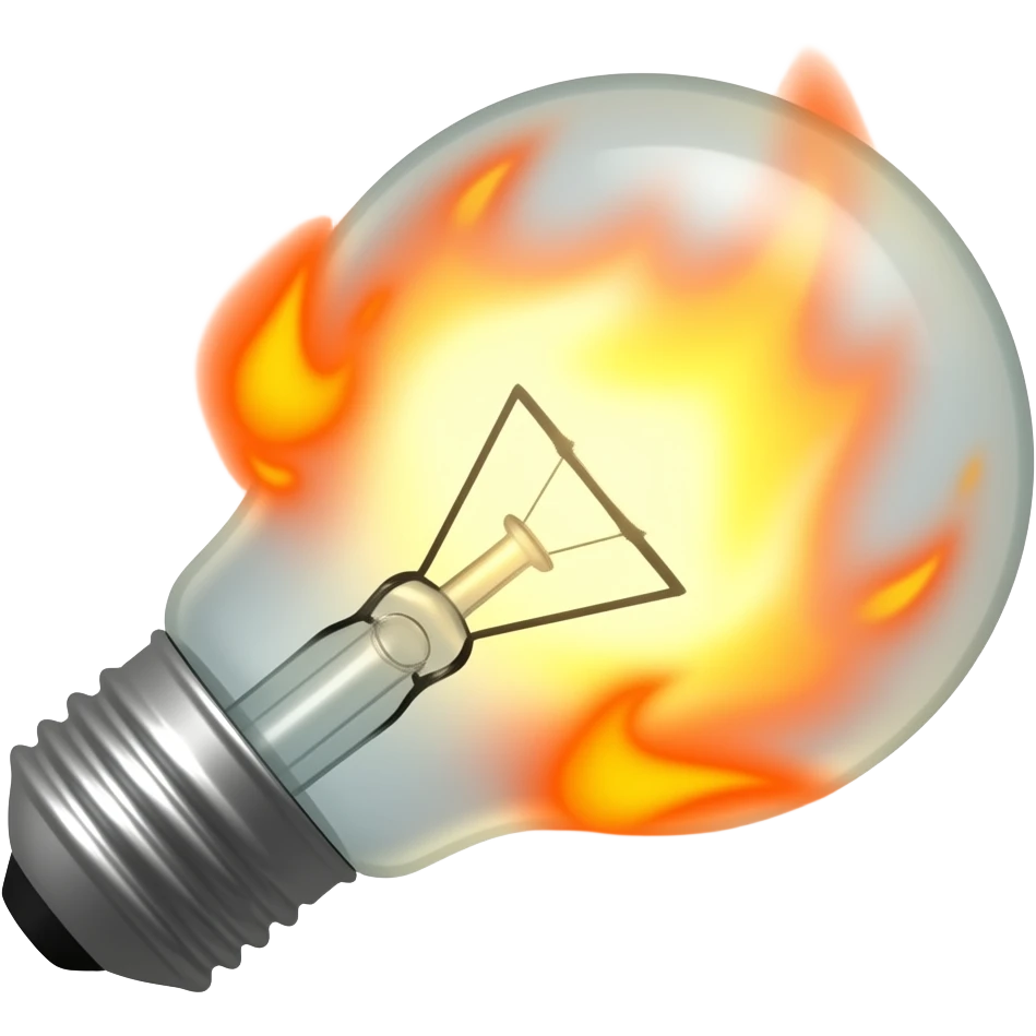 a burning lightbulb emoji