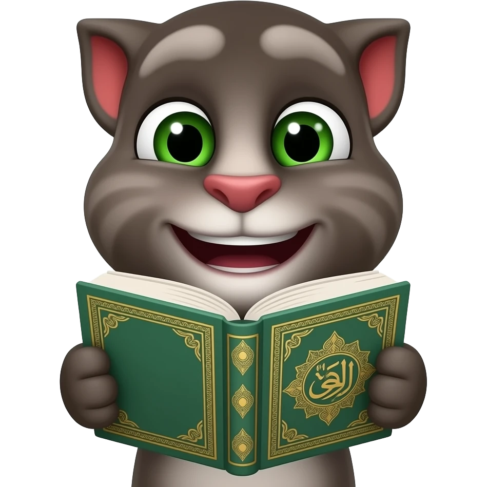 صد تاTalking TOM درحال قرآن خواندن با کتاب قرآن emoji