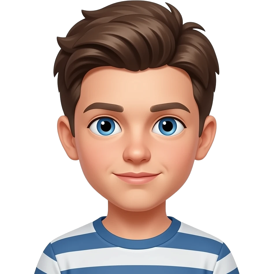make me an emoji of jacob kravets which is 11 years old and he is white brown hair blue eyes no mustache cool hair emoji