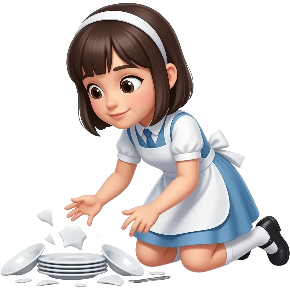 a girl breaking dishes to the floor emoji