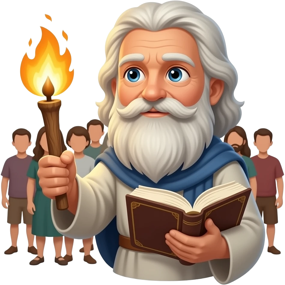 “A wise and brave figure holding fire while helping humanity, symbolizing intelligence, sacrifice, and the gift of knowledge.” emoji