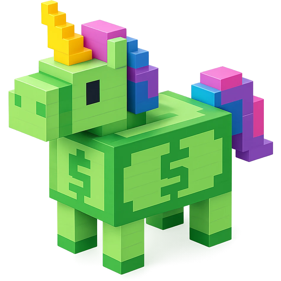 сделай единорога из долларовых купюр, no background emoji