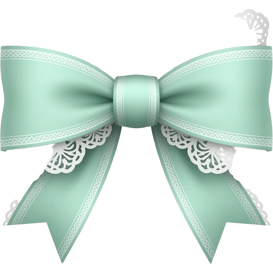 vintage rococo mint color bow with lace and frills emoji