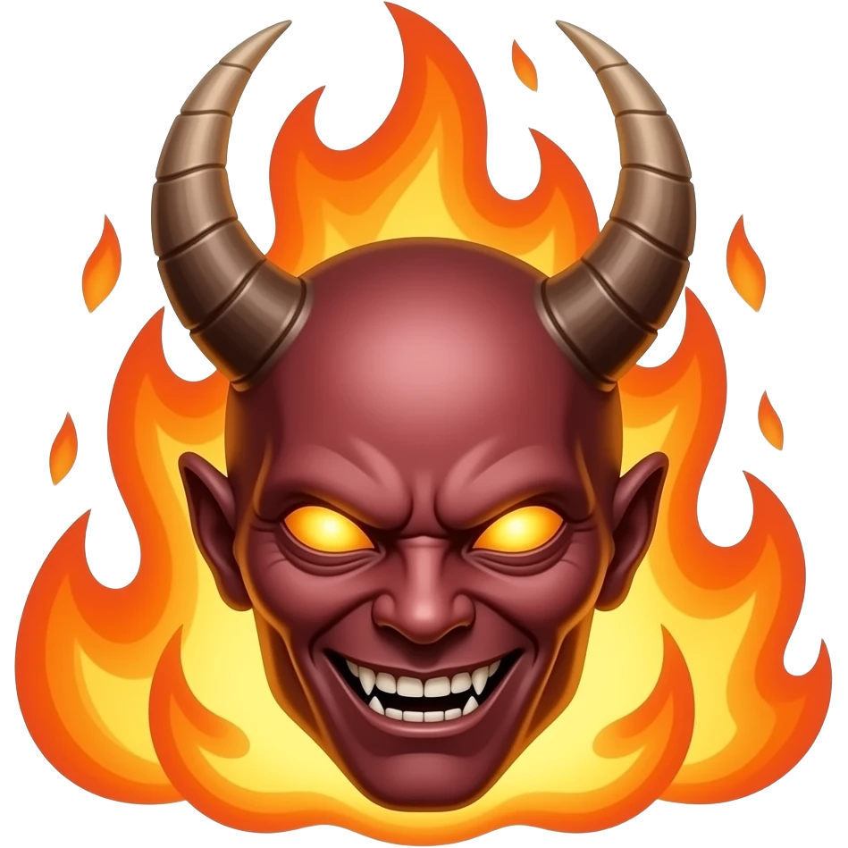 demonic head coming from fire emoji