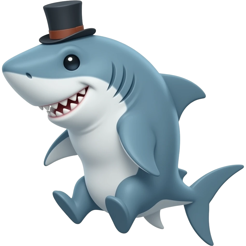 Shark with a top hat emoji