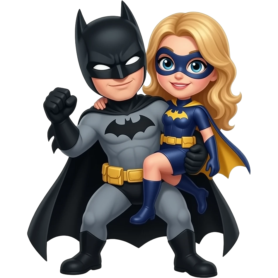 Batman with batgirl in arms emoji