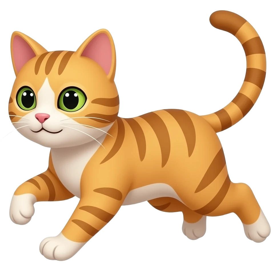 A 2d cartoon cat runs on fours and face foward emoji