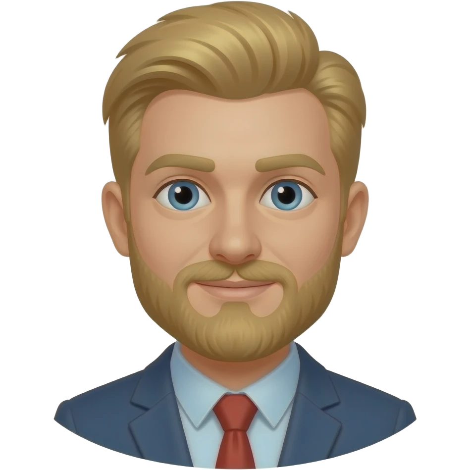 blond hair man with blond beard with paper card emoji
