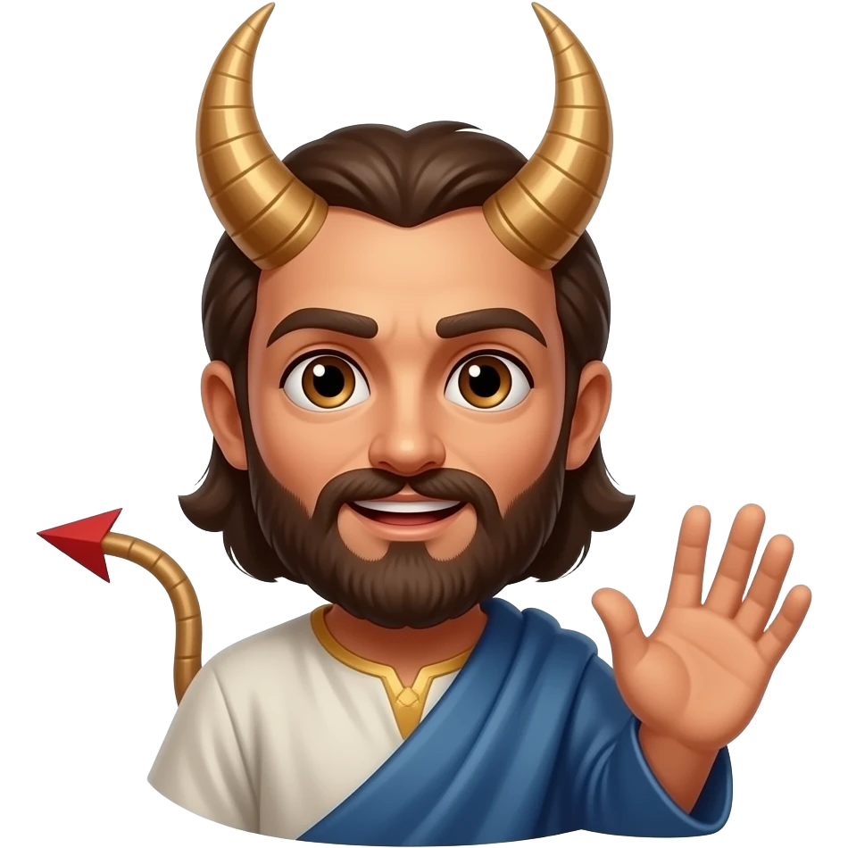 Lucifer asking God permission to destroy Job in the bible emoji