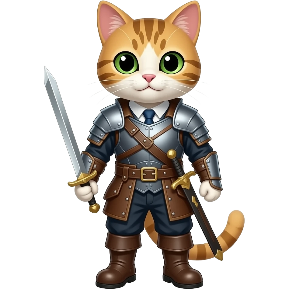 Un gato con botas y una espada emoji