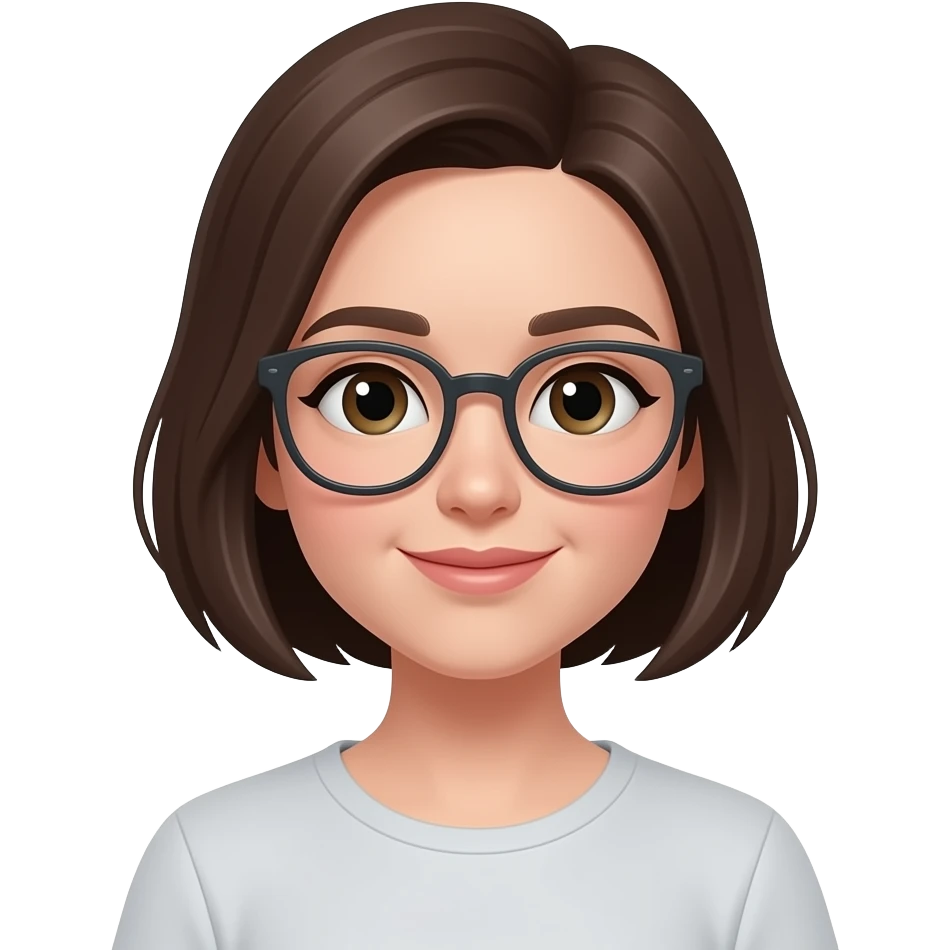 brunette short haired girl with glasses emoji
