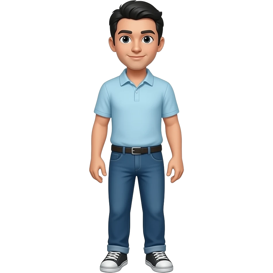 white man with black hair. FUll body emoji