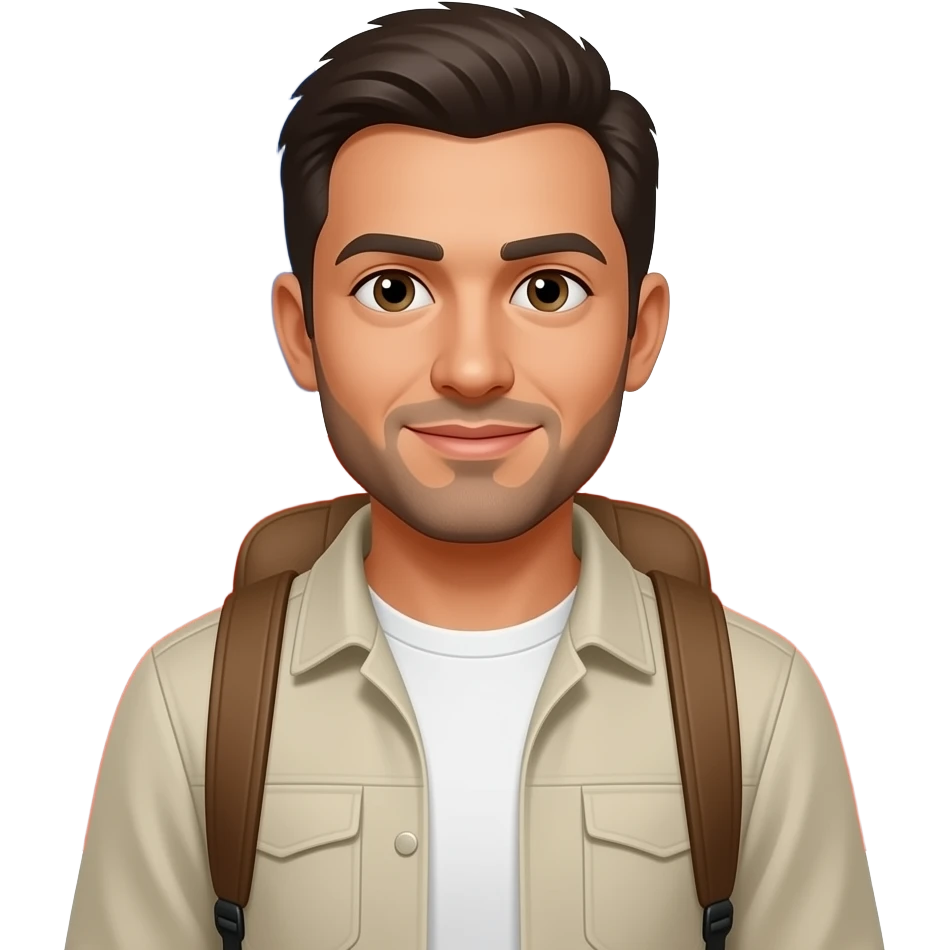 Hombre viajo a chile con ropa sencilla emoji