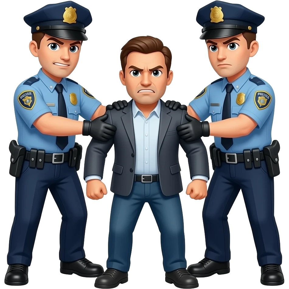 2 police officers arresting a white bit angry criminal emoji
