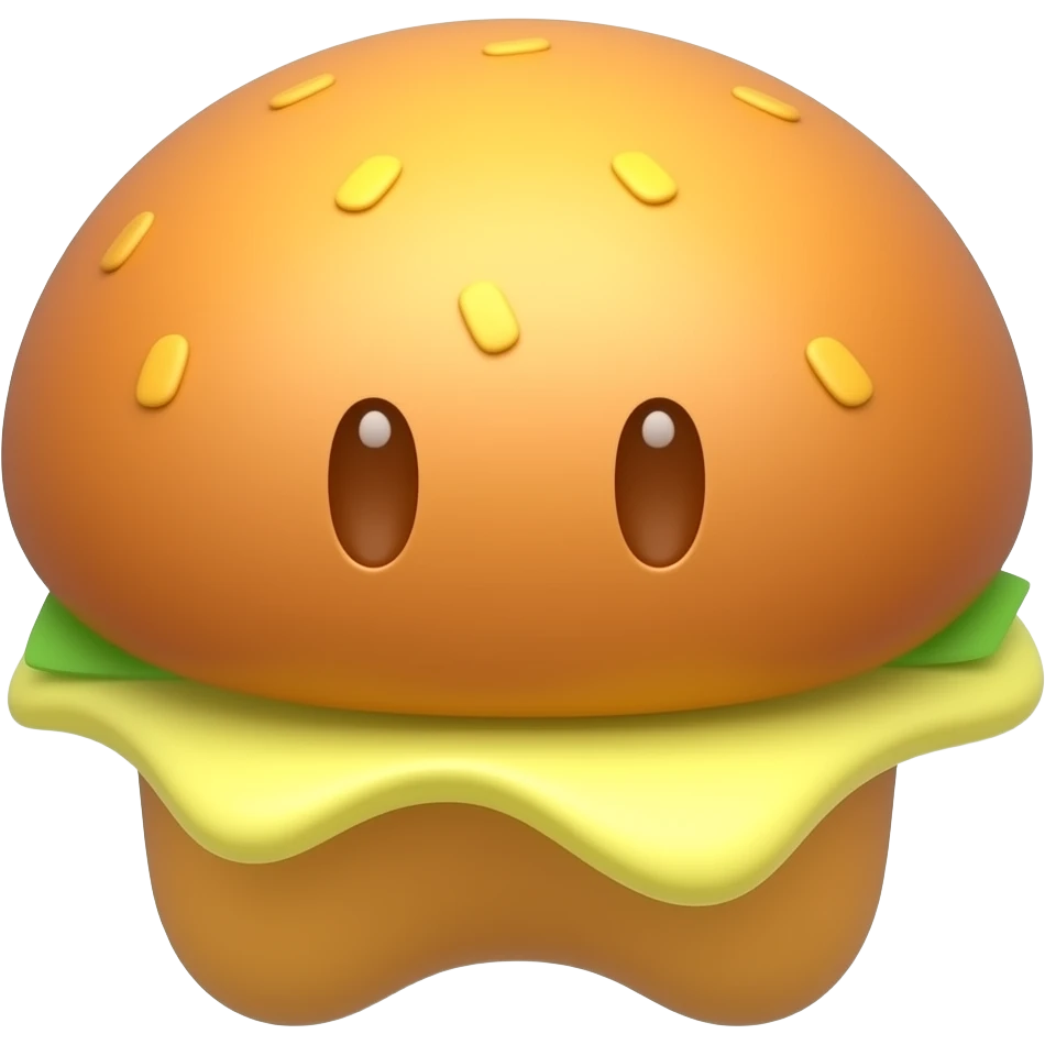 Cute 3D food emoji icon, delicious bite-sized food, glossy rounded texture, warm appetizing colors, clean white background, centered composition, minimal cute icon style. No face, no person, no character. emoji