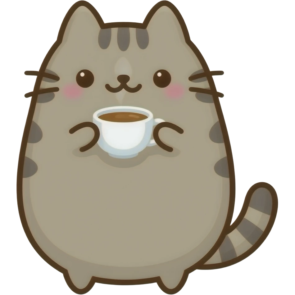pusheen drinking tea emoji