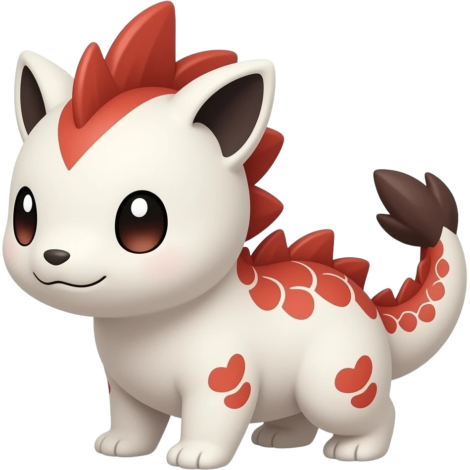 Cute cool scaley white red dark-brown animal hybrid Fakemon full body emoji