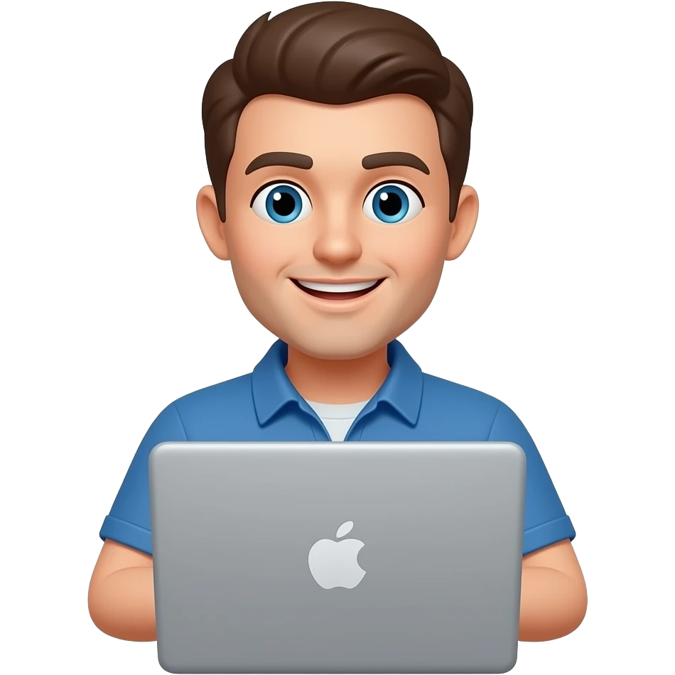 a laptop using guy front camera angle emoji