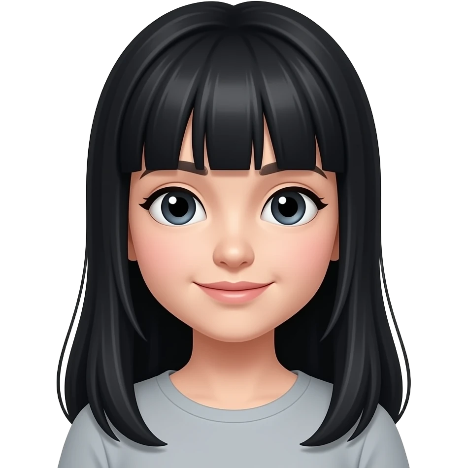 Girl with long black hair and bangs emoji