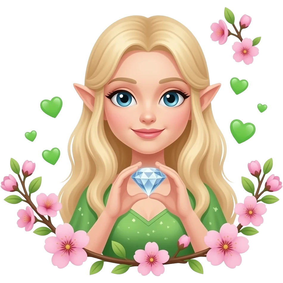 🧝🏻‍♀️🌞🌸💎💚 emoji